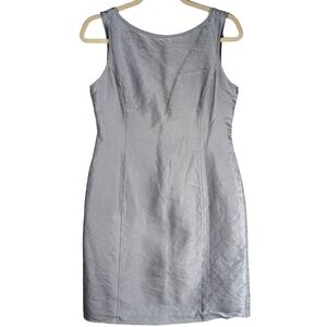Vintage Armani Collezioni Metallic Blue Fairycore Silk Wool Tank Dress Size 8